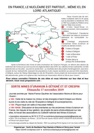 Sortie mines d'uranium à Gétigné et Saint-Crespin (Loire-Atlantique)