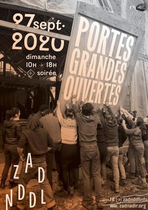 Portes grandes ouvertes de la Zad de Notre-Dame-des-Landes (Loire-Atlantique)