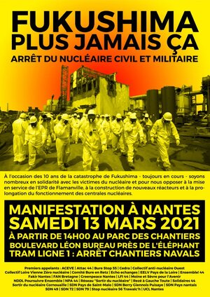 «<small class="fine d-inline"> </small>Fukushima plus jamais ça<small class="fine d-inline"> </small>» : arrêt du nucléaire civil et militaire, manifestation à Nantes (Loire-Atlantique)