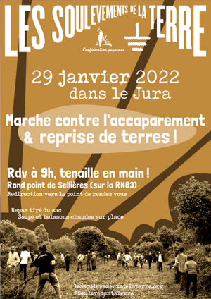 Soulèvements de la Terre : marche contre l'accaparement, à Sellières (Jura) 