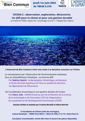 <span class="caps">OCEAN</span> 2 : observation, exploration, découverte. Un défi pour le climat et pour une gestion durable, rencontre à Paris