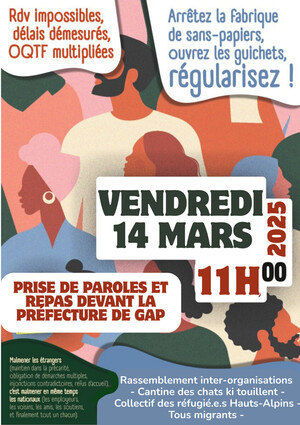«<small class="fine d-inline"> </small>Arrêtez la fabrique des sans papiers<small class="fine d-inline"> </small>», manifestation à Gap (Hautes-Alpes)
