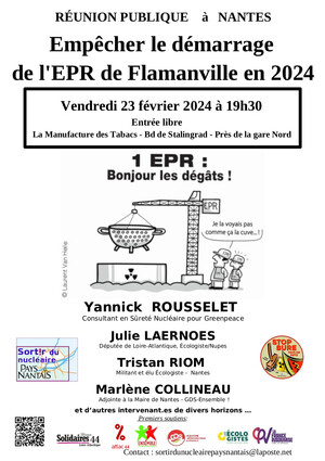 Empêcher le démarrage de l'<span class="caps">EPR</span> de Flamanville, réunion publique à Nantes (Loire-Atlantique)