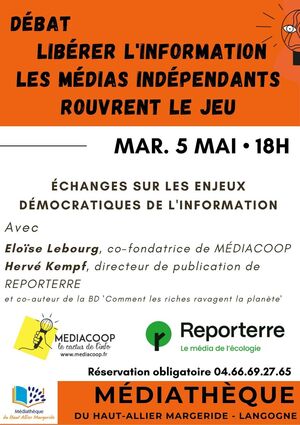 «<small class="fine d-inline"> </small>Libérer l'information. Les médias indépendants rouvrent le jeu<small class="fine d-inline"> </small>», à Langogne (Lozère)