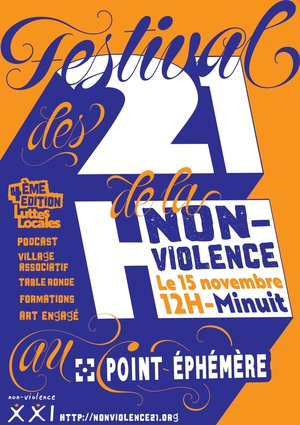 «<small class="fine d-inline"> </small>Festival des 21 heures de la non-violence<small class="fine d-inline"> </small>», à Paris
