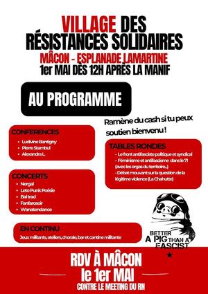 «<small class="fine d-inline"> </small>Village des résistances solidaires<small class="fine d-inline"> </small>», à Mâcon (Saône-et-Loire)