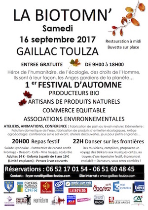 La Biotomn', 1<sup class="typo_exposants">er</sup> Festival d'automne, à Gaillac-Toulza (Haute-Garonne)