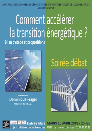 Comment accélérer la transition énergétique<small class="fine d-inline"> </small>? soirée-débat à Colombes (Hauts-de-Seine)