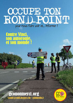«<small class="fine d-inline"> </small>Occupe ton rond-point<small class="fine d-inline"> </small>», manifestation contre le <span class="caps">GCO</span>, à Strasbourg (Bas-Rhin)