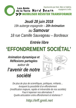 Rencontres autour de l'effondrement sociétal, à Bordeaux (Gironde)