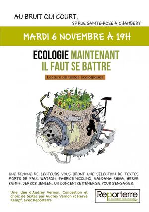 «<small class="fine d-inline"> </small>Écologie : maintenant il faut se battre<small class="fine d-inline"> </small>», lecture à Chambéry (Savoie)