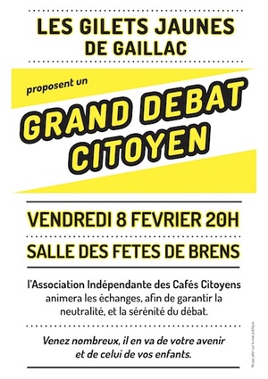 Débat citoyen à l'initiative des Gilets jaunes de Gaillac, à Brens (Tarn)