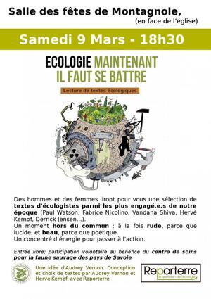 «<small class="fine d-inline"> </small>Écologie, maintenant il faut se battre<small class="fine d-inline"> </small>», lecture à Montagnole (Savoie)