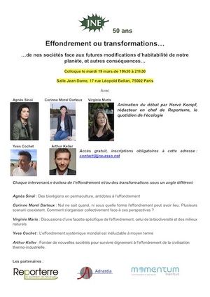 «<small class="fine d-inline"> </small>Effondrement ou transformations<small class="fine d-inline"> </small>», colloque à Paris