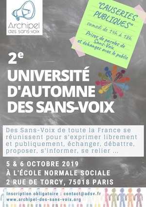 2<sup class="typo_exposants">e</sup> Université d'Automne des Sans-Voix, à Paris
