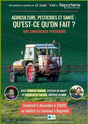 Conférence perturbée «<small class="fine d-inline"> </small>Agriculture, pesticides et santé : qu'est-ce qu'on fait<small class="fine d-inline"> </small>?<small class="fine d-inline"> </small>», à Bagnolet (Seine-Saint-Denis)