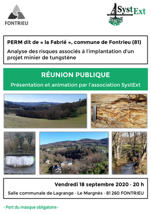 Réunion publique sur l'implantation du projet minier de tungstène, à Fontrieu (Tarn)