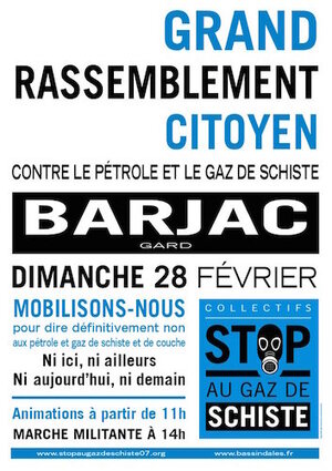 Mobilisation contre les pétrole et gaz de schiste à Barjac (Gard)