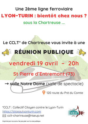 Lyon-Turin : bientôt chez nous<small class="fine d-inline"> </small>? sous la Chartreuse, réunion publique à Saint-Pierre-d'Entremont (Savoie)