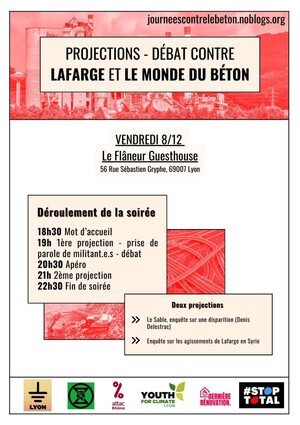 Contre Lafarge et le monde du béton, projections-débat à Lyon