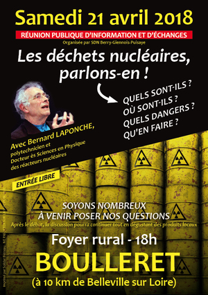 «<small class="fine d-inline"> </small>Déchets nucléaires, parlons-en<small class="fine d-inline"> </small>!<small class="fine d-inline"> </small>» réunion publique au Boulleret (Cher)