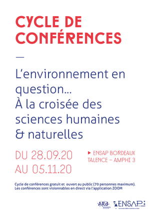 L'environnement en question… À la croisée des sciences humaines et naturelles, conférences à Talence (Gironde)