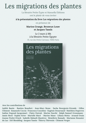 «<small class="fine d-inline"> </small>Les Migrations des plantes<small class="fine d-inline"> </small>», présentation du livre et discussion à Paris