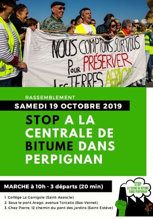 Rassemblement contre l'usine de bitume dans Perpignan (Pyrénées-Orientales)