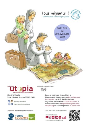 «<small class="fine d-inline"> </small>Tous migrants<small class="fine d-inline"> </small>!<small class="fine d-inline"> </small>» de Cartooning for Peace, soirée d'inauguration à Paris