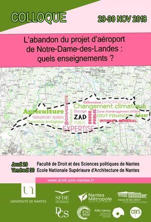  Colloque «<small class="fine d-inline"> </small>L'abandon du projet d'aéroport de Notre-Dame-des-Landes : quels enseignements<small class="fine d-inline"> </small>?<small class="fine d-inline"> </small>», à Nantes (Loire-Atlantique)