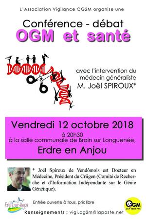 Conférence-débat <span class="caps">OGM</span> et santé, à Brain-sur-Longuenée (Maine-et-Loire)
