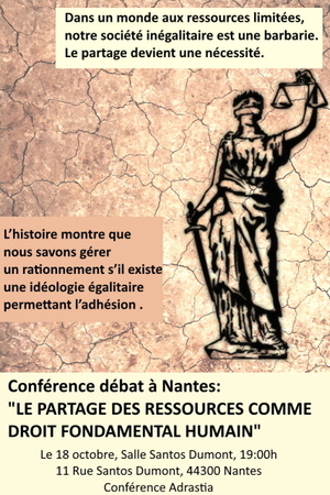 «<small class="fine d-inline"> </small>Le partage des ressources comme droit fondamental humain<small class="fine d-inline"> </small>», conférence-débat à Nantes (Loire-Atlantique)