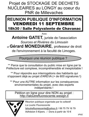 Réunion à Chavanac (19) contre le projet d'<span class="caps">AREVA</span> au cœur du parc des Millevaches
