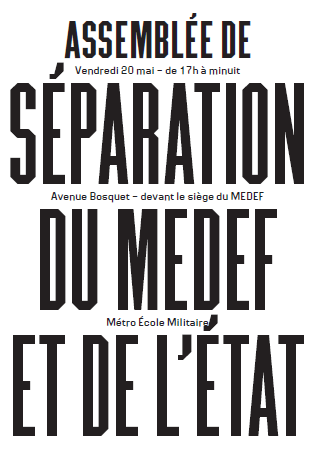 Nuit debout : Assemblée de séparation du Medef et de l'Etat, à Paris