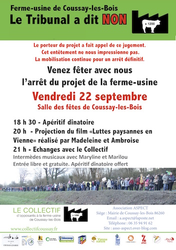 Fête de l'arrêt du projet de la ferme-usine de Coussay-les-Bois (Vienne)
