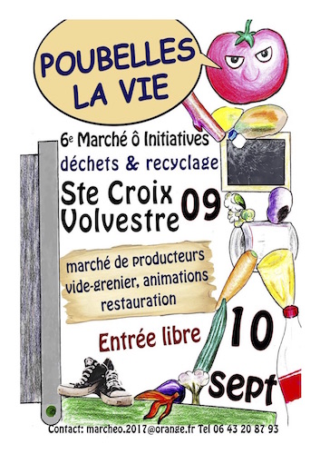 Poubelles, la vie<small class="fine d-inline"> </small>! 6<sup class="typo_exposants">e</sup> marché ô initiatives, à Sainte-Croix-Volvestre (Ariège)