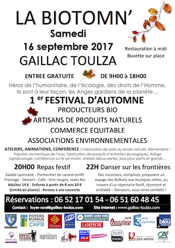La Biotomn', 1<sup class="typo_exposants">er</sup> Festival d'automne, à Gaillac-Toulza (Haute-Garonne)