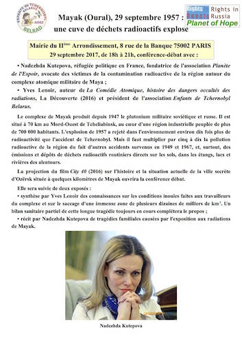 Catastrophe nucléaire de Mayak (Russie) : projection et conférence à Paris