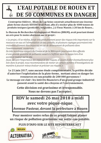 Rassemblement de défense pour l'eau potable de l'agglomération rouennaise, à Rouen (Seine-Maritime)
