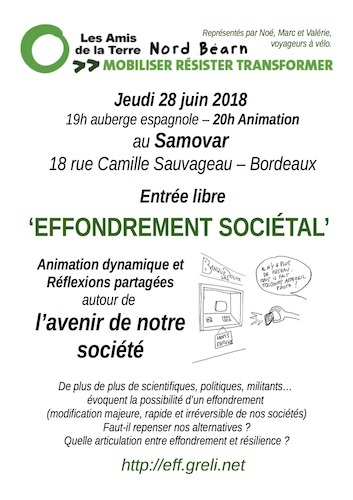 Rencontres autour de l'effondrement sociétal, à Bordeaux (Gironde)