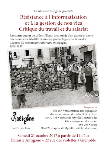 Résistance à l'informatisation et à la gestion de nos vies, rencontre à Grenoble (Isère)