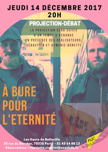Projection du documentaire documentaire «<small class="fine d-inline"> </small>À Bure pour l'éternité<small class="fine d-inline"> </small>», à Paris