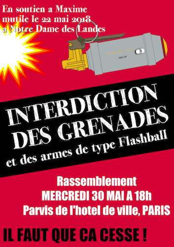 Rassemblements dans toutes les villes pour Maxime et pour la suppression des grenades