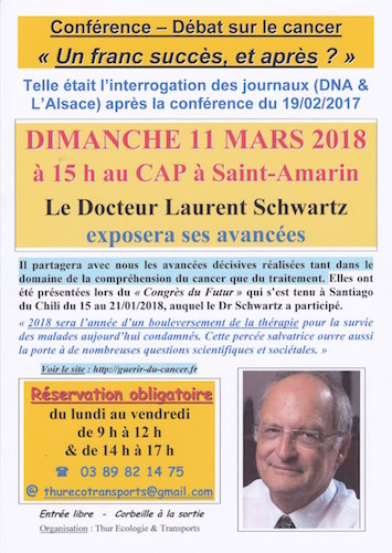 Conférence – Débat sur le cancer avec le docteur Laurent Schwartz, à Saint-Amarin (Haut-Rhin)