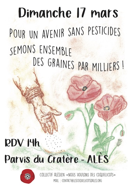 «<small class="fine d-inline"> </small>Pour un avenir sans pesticides, semons ensemble des graines par milliers<small class="fine d-inline"> </small>!<small class="fine d-inline"> </small>», à Alès (Gard)