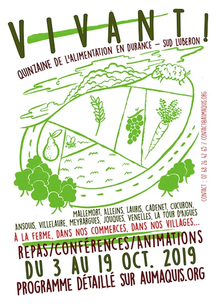<span class="caps">VIVANT</span><small class="fine d-inline"> </small>! Quinzaine de l'Alimentation en Sud Luberon - Durance