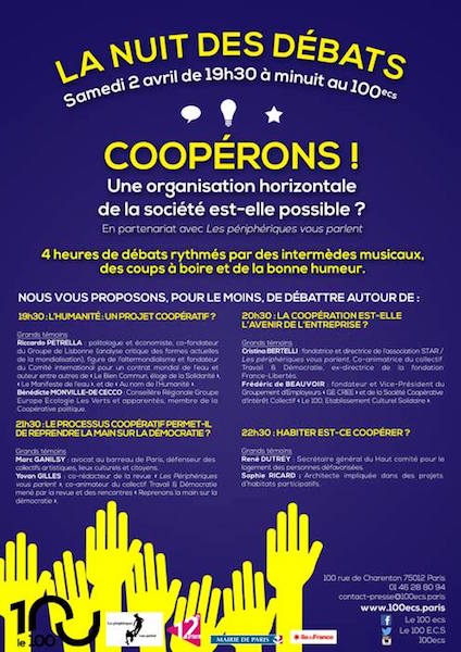 Une organisation horizontale de la société est-elle possible<small class="fine d-inline"> </small>? nuit de débat à Paris