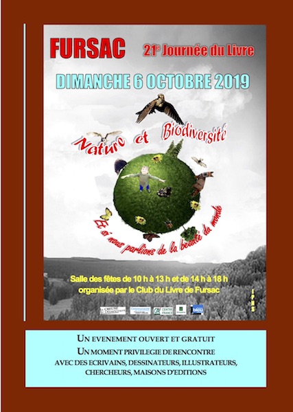 Journée du livre : Nature et Biodiversité, et si nous parlions de la beauté du monde, à Fursac (Creuse)