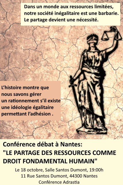 «<small class="fine d-inline"> </small>Le partage des ressources comme droit fondamental humain<small class="fine d-inline"> </small>», conférence-débat à Nantes (Loire-Atlantique)