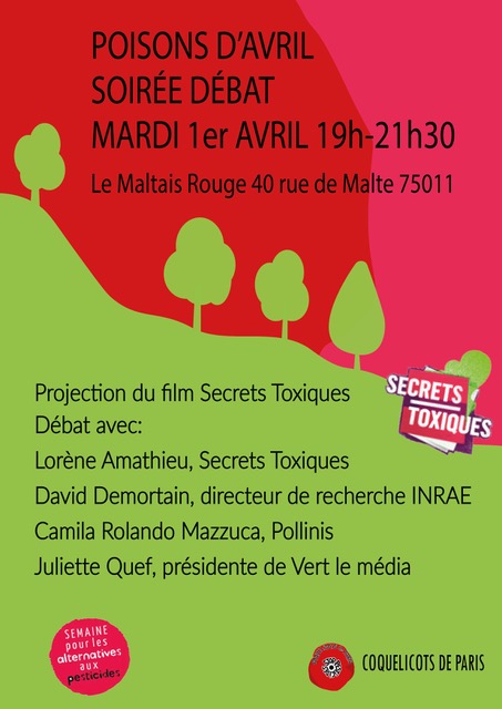 «<small class="fine d-inline"> </small>Poisons d'avril<small class="fine d-inline"> </small>», projection-débat à Paris